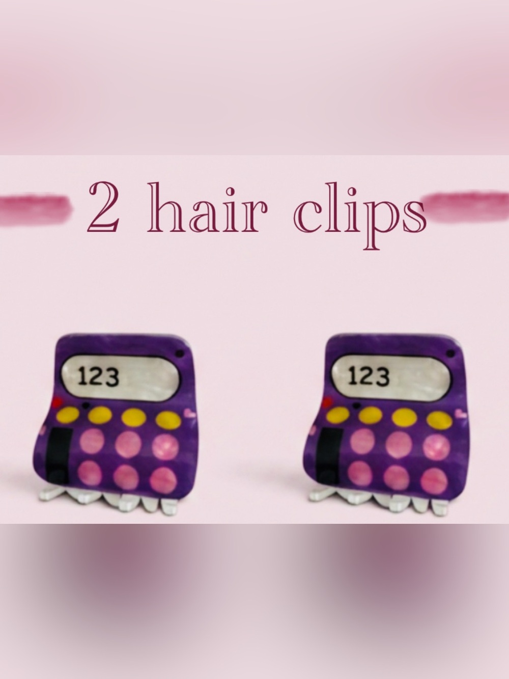 Purple Polka Dot Calculator Women Hair Clips Kids Hair Clips